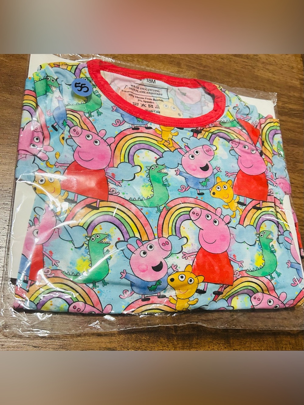 Peppa Pig Rainbow Print Bamboo Pajama Set